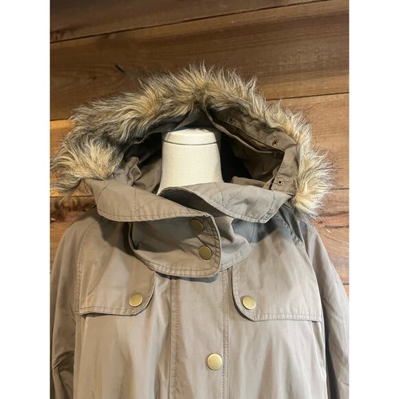 Jessica London Sporty Anorak Parka Jacket Faux Fur Trim‎ Womans Size 24 - Picture 3 of 9